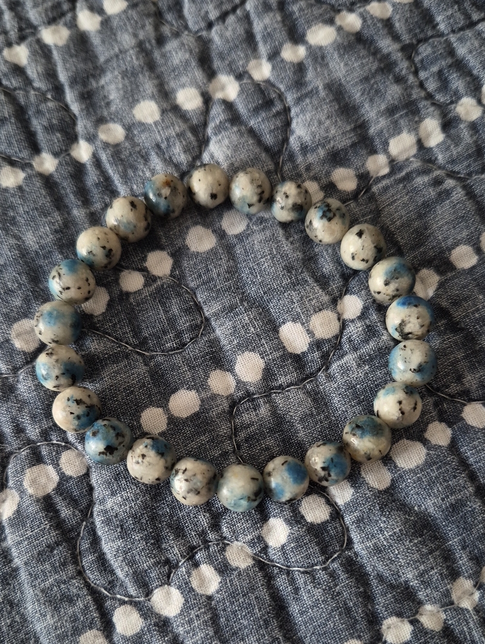 K2 Blue Speckled Beaded Stretch Bracelet